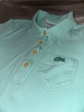 Lacoste Mint Green Ribbed Polo Shirt with Croc Logo